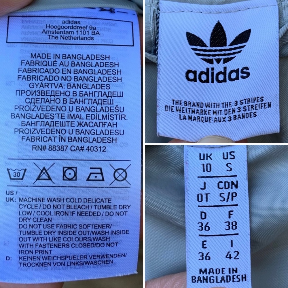 Adidas Originals light grey semi-cropped oversized zip up puffer jacket - Picture 16 of 16